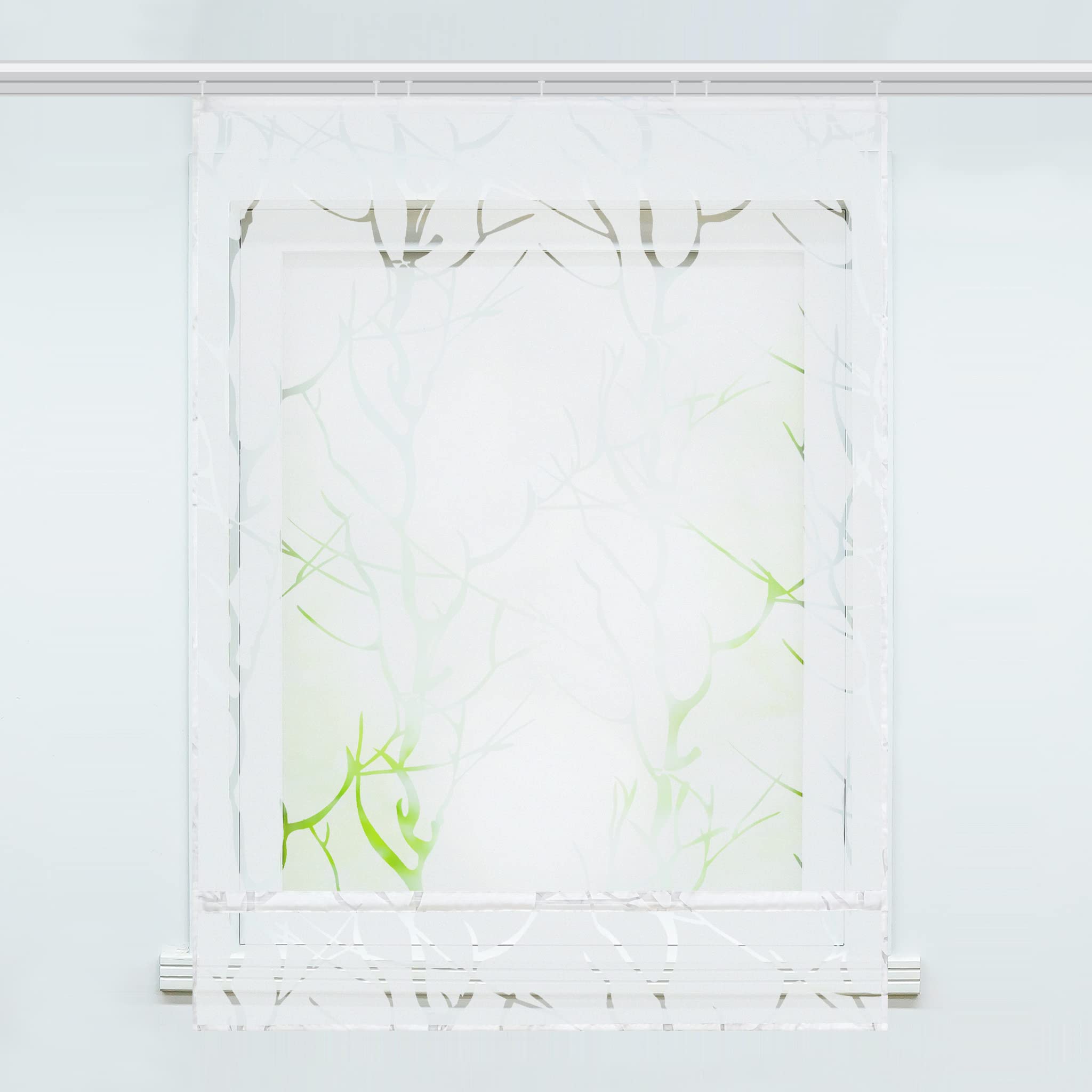 Heichkell Raffrollo mit Klettband Voile Raffgardine Ausbrenner Design Fenster Vorhang Transparent Rollos ohne Bohren Luftiger Gardinenschal Zweige Ausbrenner Weiß BxH 120x140cm