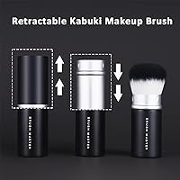 Vista 2 de Brocha retráctil de maquillaje Kabuki para polvo, rubor, bronceador, corrector, cubierta de cepillo portátil, perfecto para viajes (negro)