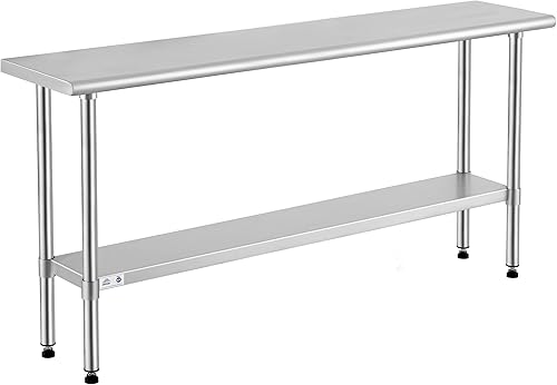 Vista 97 de Rockpoint - Mesa de acero inoxidable para preparación y trabajo con protector contra salpicaduras, 24 x 36 pulgadas; para cocina comercial, metal