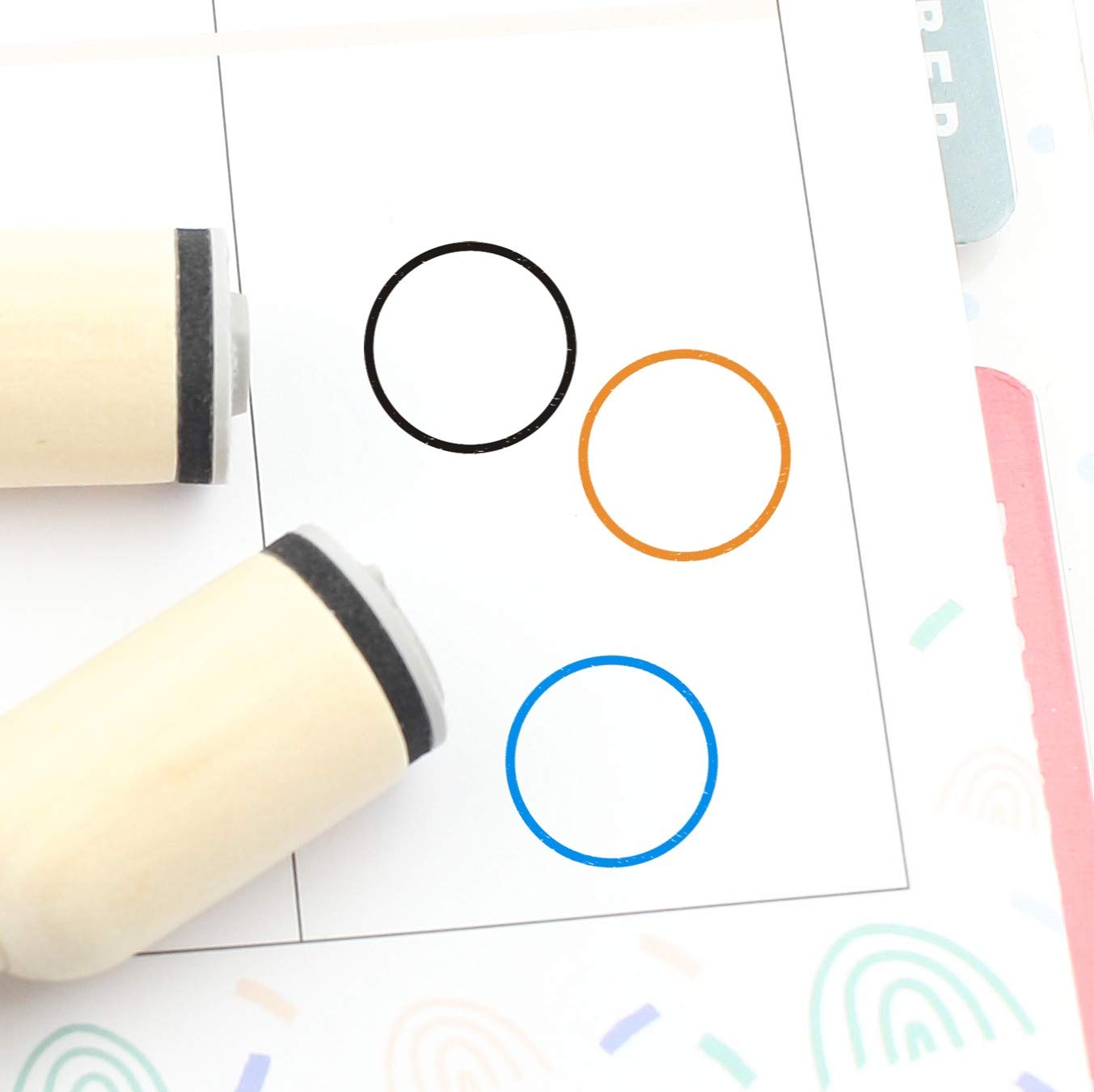 Circle Rubber Stamp, Round Stamp, Cute Circle Stamp