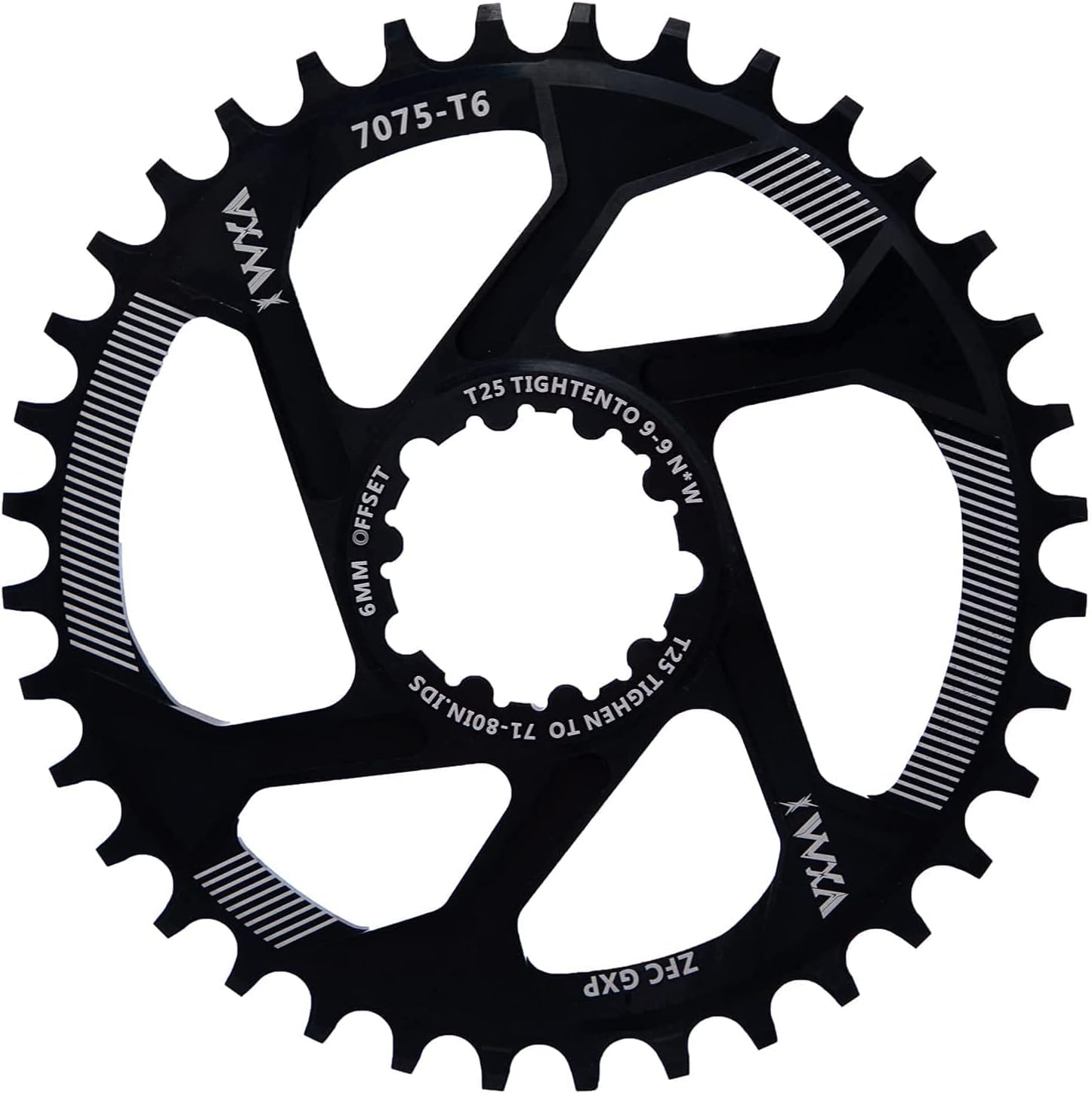 YBEKI SRAM GXP Chainring 30T-38T | 7075-T6 Aluminum Narrow-Wide Eagle Tooth MTB Chainwheel | 3mm/6mm Offset | 60-80g Ultra-Light | Hard Anodized Black | Compatible with XX1/X01/NX/GX/X9 Cranksets