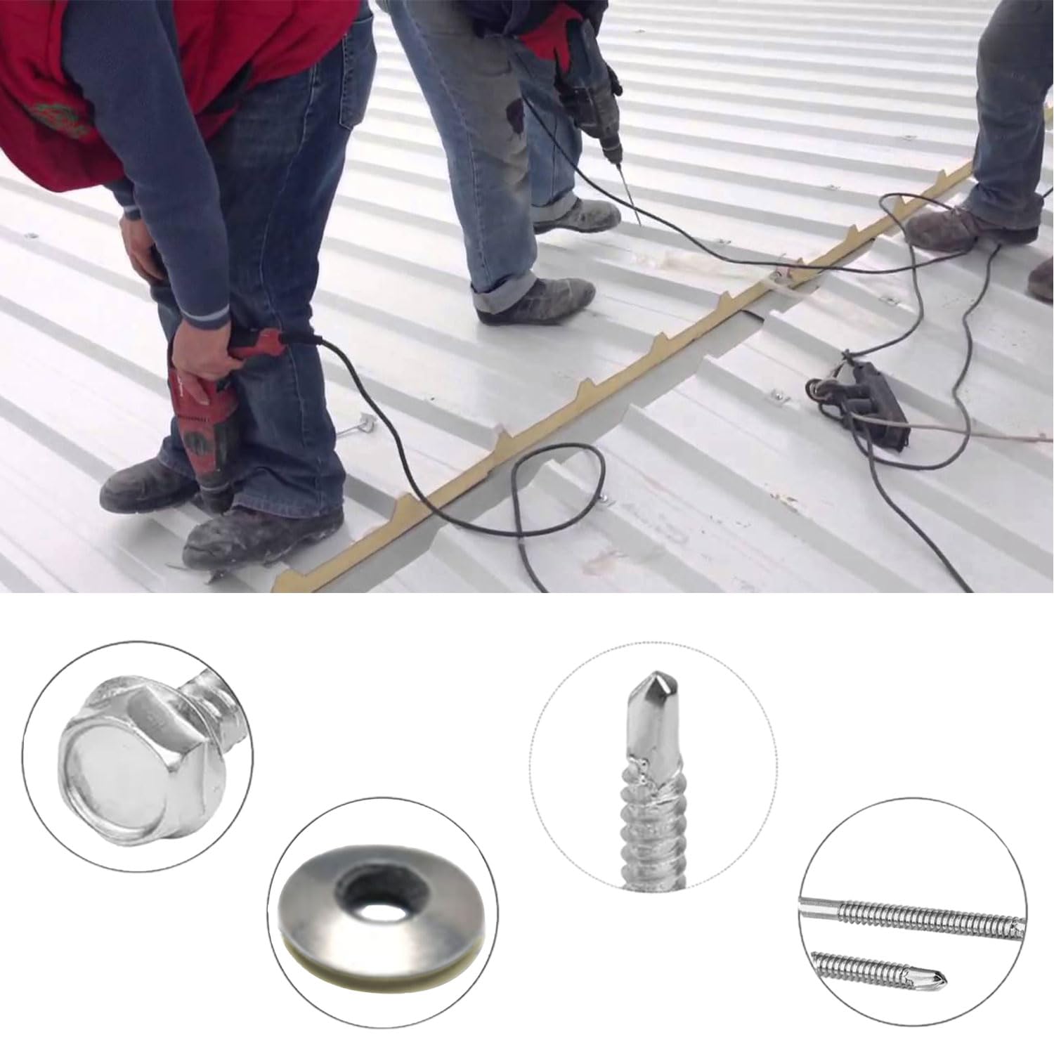Badem10 Trapez Çatı Vidası 5.5x32 mm Paket 100 ADET Matkap Uçlu Sac Akıllı Vida Çatı Panel Metal Ağaç Vidası