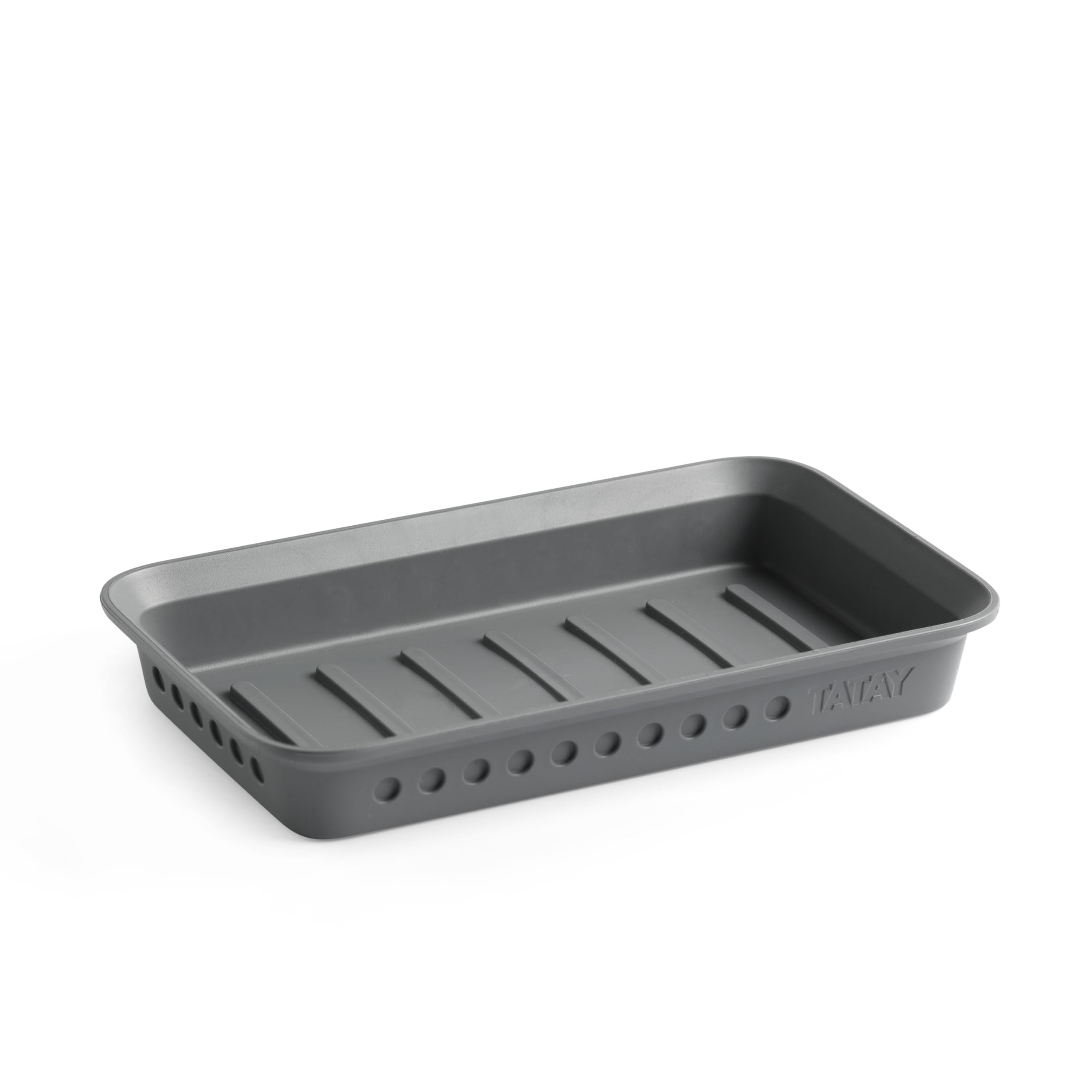TATAY Bohol Soap Dish for Bathroom, Polypropylene, BPA Free, 100% Recycled Plastic, Anthracite Grey, Dimensions: 14 x 8.5 x 2 cm