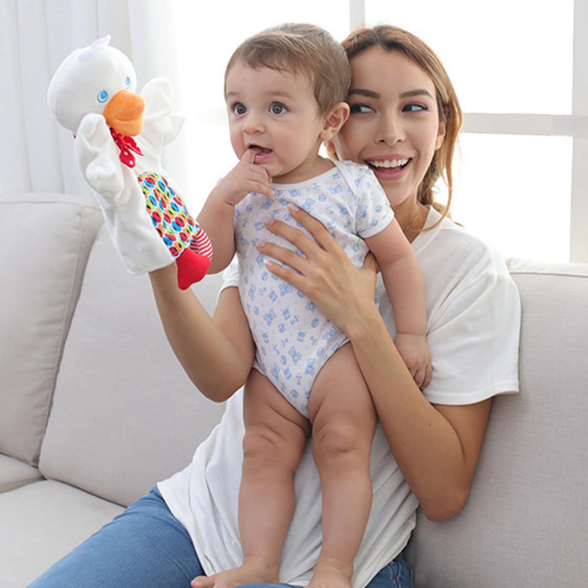 TOYANDONA Títere De Mano De Pato para Niño Niña Juguete Interactivo Educativo para Padres Hijos Muñeco De Peluche para Cuentacuentos y Creativos para Niño Niña De Años
