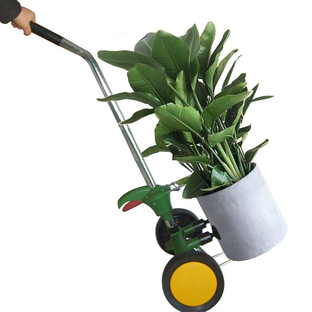 Potted Plant Dolly with Flat Free Wheels - Black - Plastic - Flat Base with Solid Wheels - Potted Flower Trees Mover