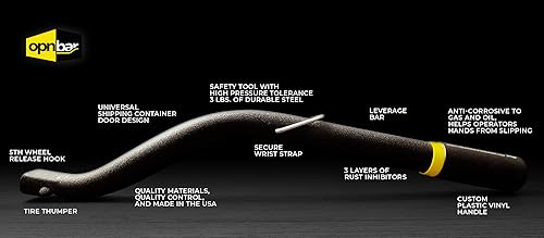 Miniatura 12 de Herramienta de seguridad Opnbar, 3 herramientas para camionero en 1 barra de palanca, golpe de neumáticos y liberación de enganche de 5 rueda,