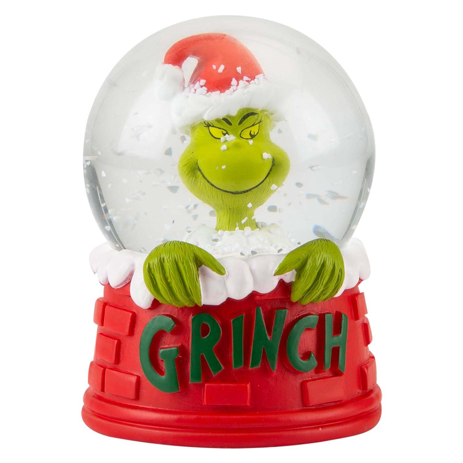 Vfm E-Store Red And Green - Grinch Christmas Snow Globe Festive Ornament Gift Dr Seuss Xmas Theme Fun Design - 9Cm X 6.5Cm Red X 1