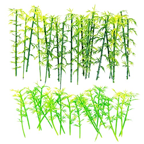 Cayway 40 PCS Model Bamboo Trees, 2 Size Green Plastic Bamboo Trees for Home Decoration, Miniature...