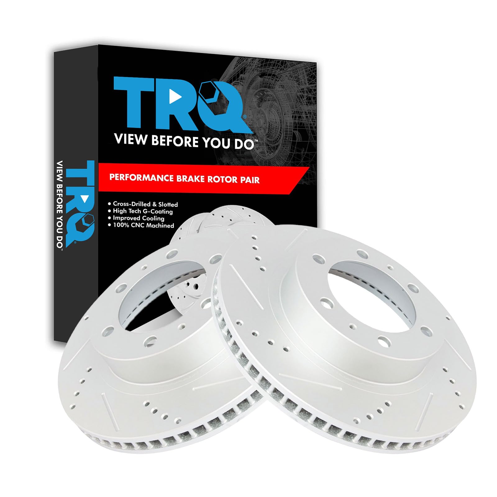 TRQ Performance Front Brake Rotor Set for Toyota 4Runner and Tacoma