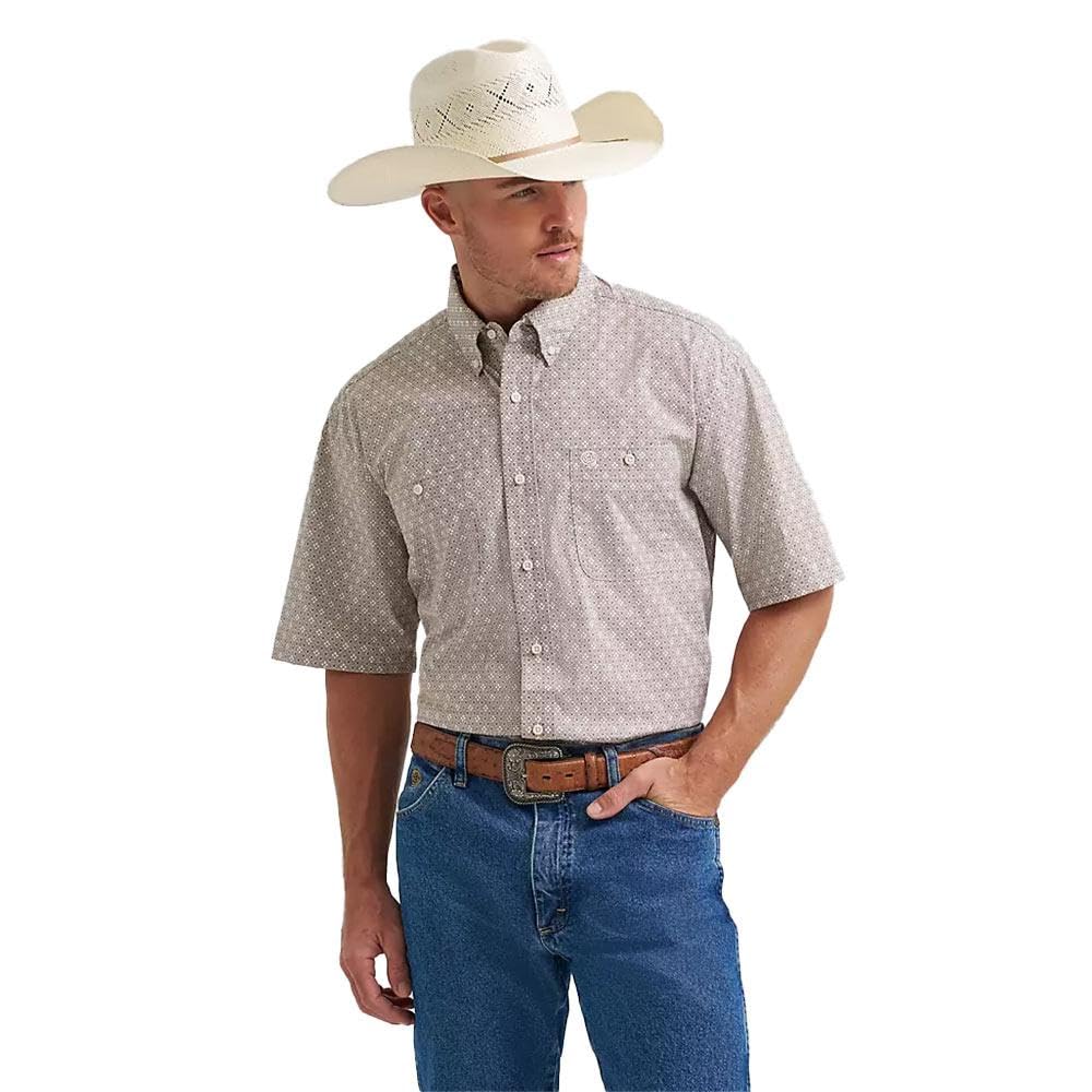 Wrangler Men's George Strait Brown Short Sleeve Shirt