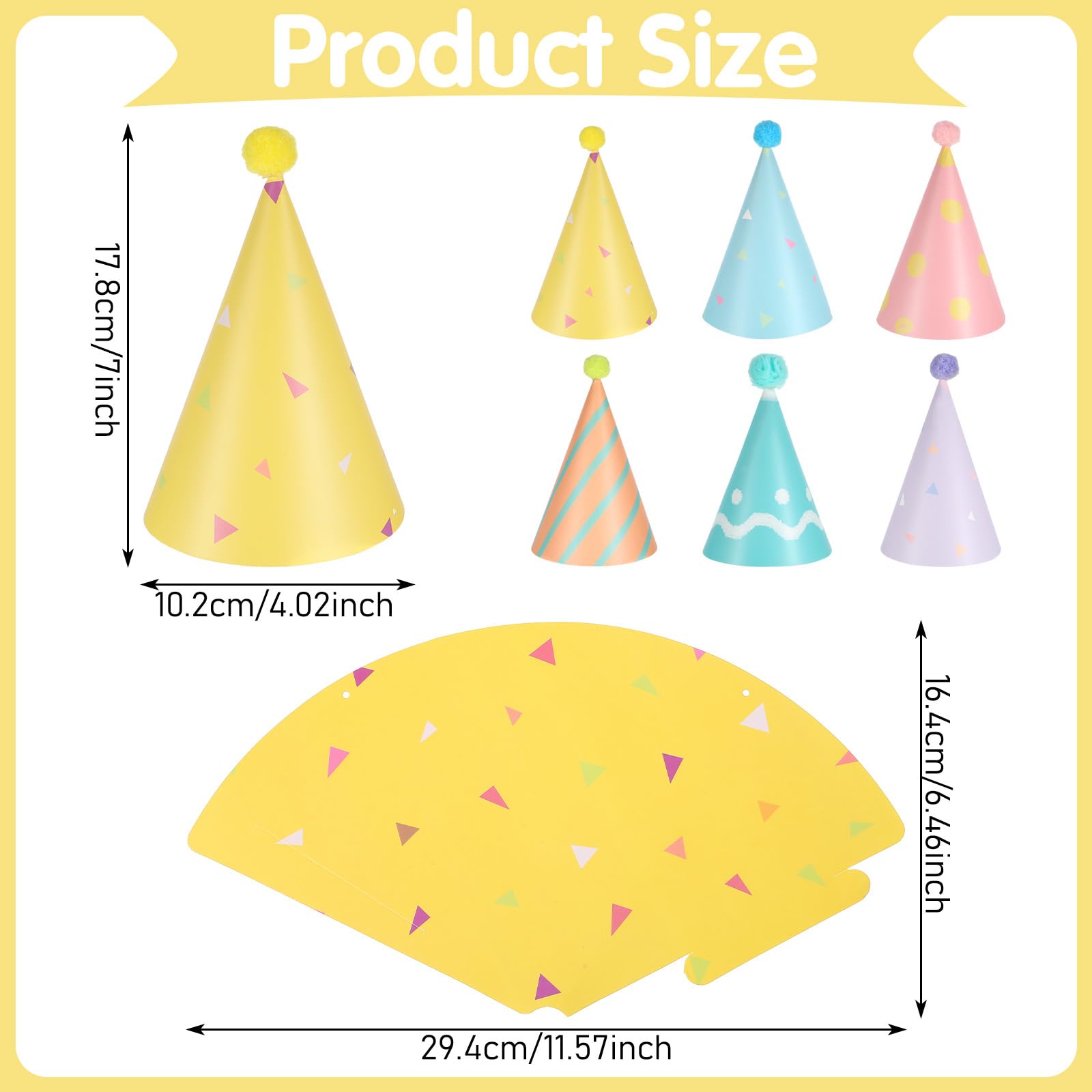 Tucnoeu 6 cappelli di compleanno per cani e gatti, mini cappello colorato per feste, cappello regolabile per animali domestici con pompon per piccoli animali, cappelli di carta arcobaleno per