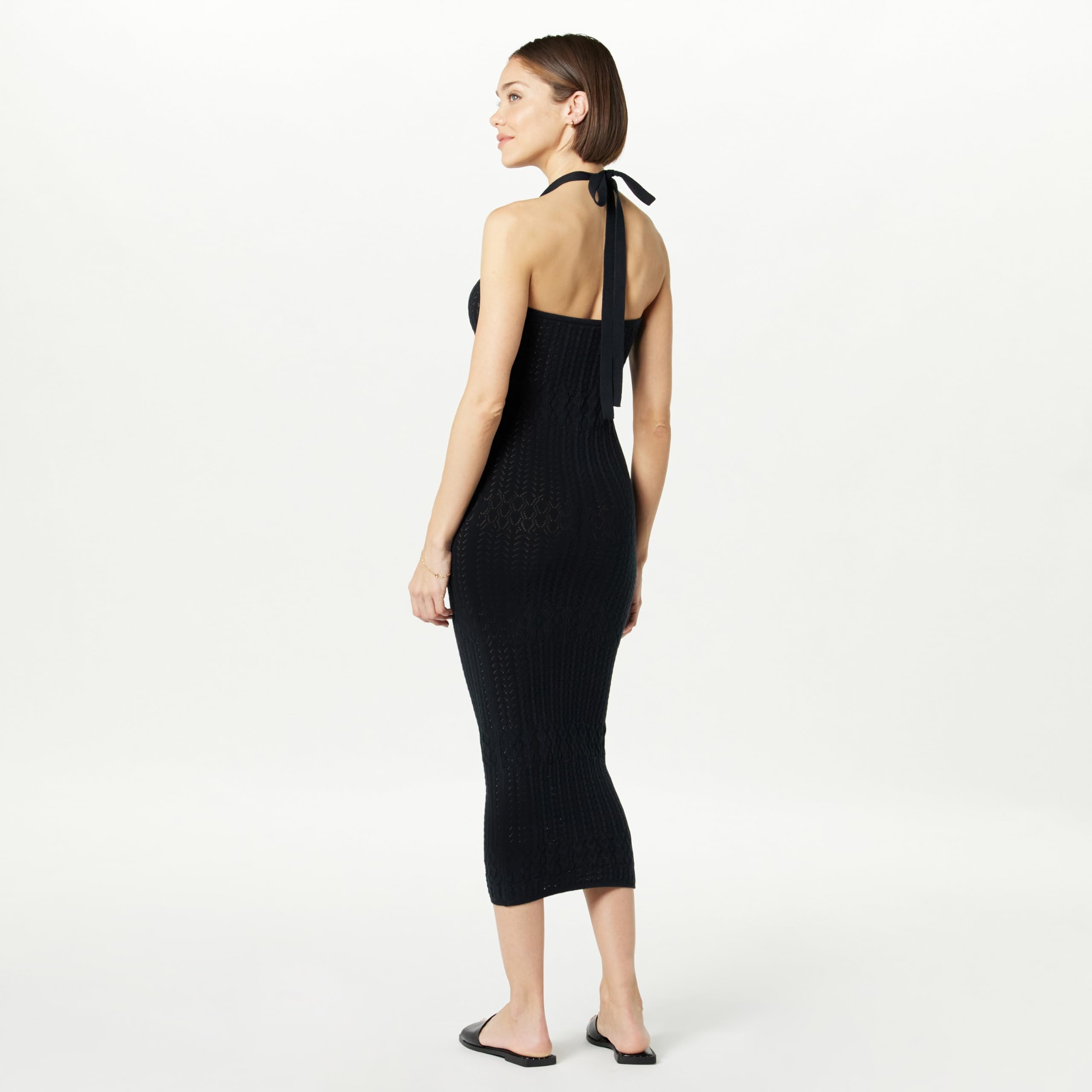 The Drop Vestido midi Jayla para mujer, en croché, con tirantes