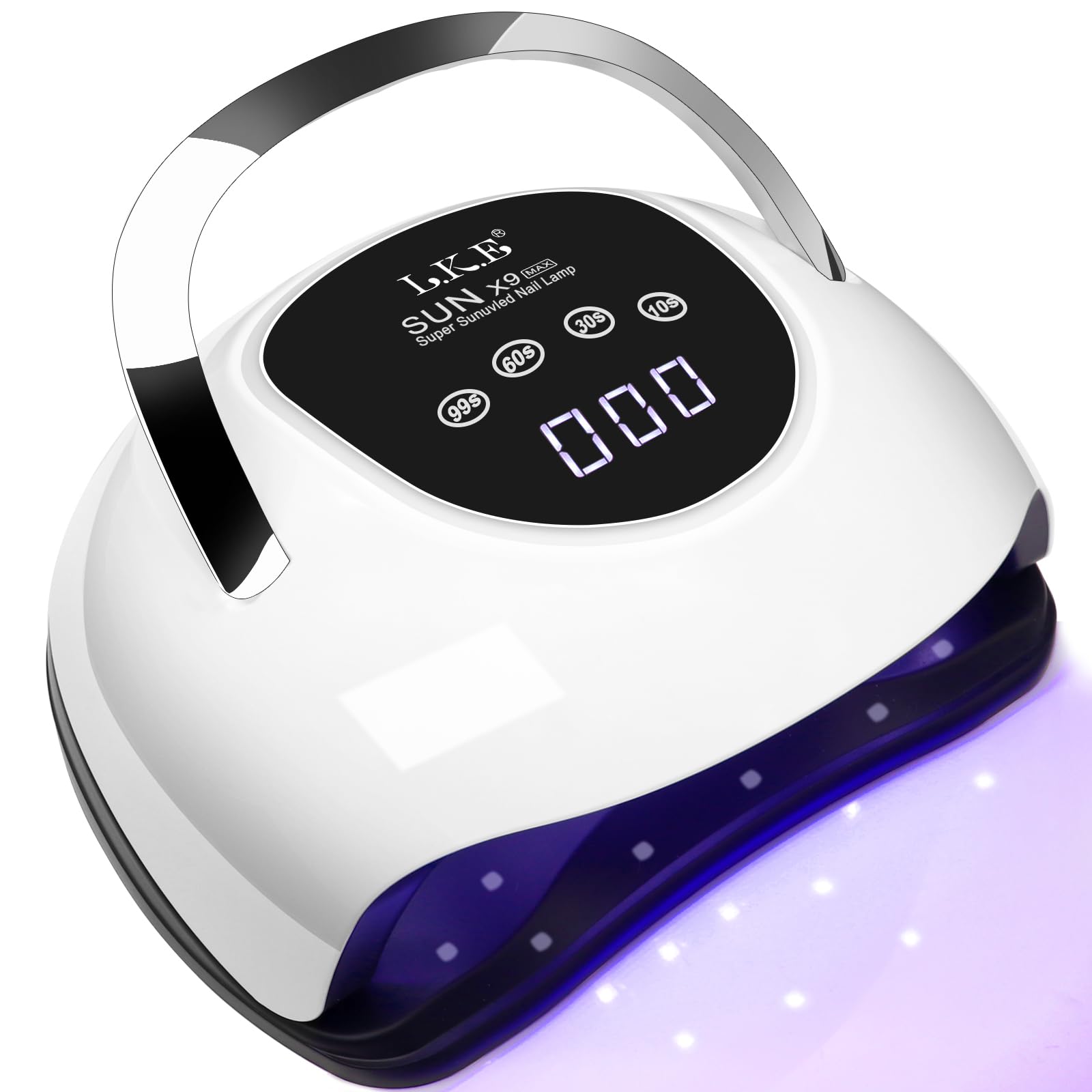 Lampada UV per unghie in gel, 220 W, professionale, veloce, lampada UV con 4 timer, touchscreen, sensore automatico, impugnatura portatile, lampada LED per unghie