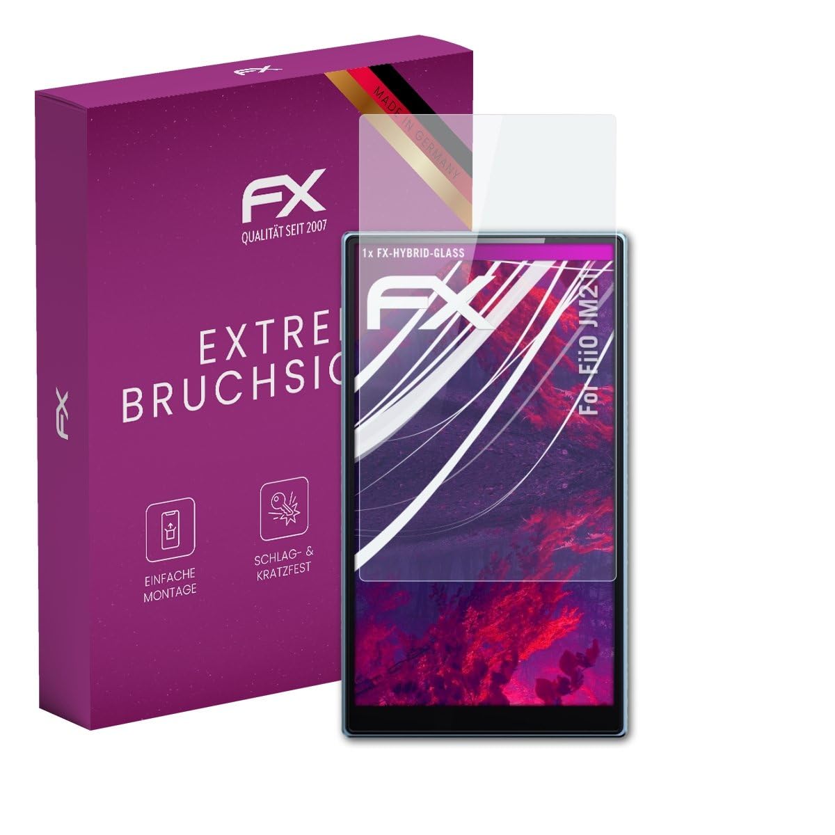 atFoliX Plastic Glass Protective Film compatible with FiiO JM21 Glass Protector, 9H Hybrid-Glass FX Screen Protector