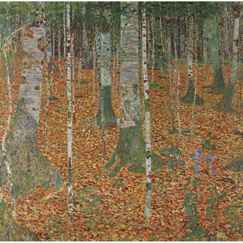 Forêt de bouleaux par Klimt poster d'art poétique pour atmosphère apaisante