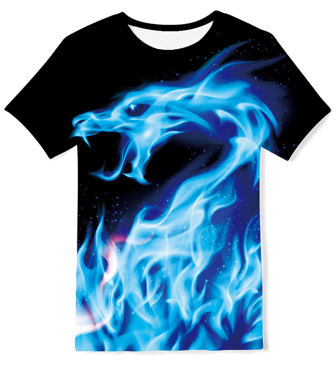 Boys Girls T-Shirts 3D Printed Short Sleeve Tee Shirt Kids Casual Tops for 6-16Years, A1-galaxy Dragon, 13 Years