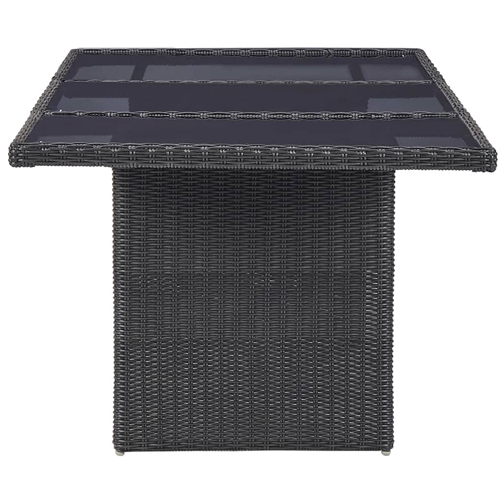 Hommdiy Garten Esstisch Gartentisch Terrassentisch Gartenmöbel Balkontisch Tisch Terrasse Braun Glas Poly Rattan Stahl 200x100x74cm Schwarz