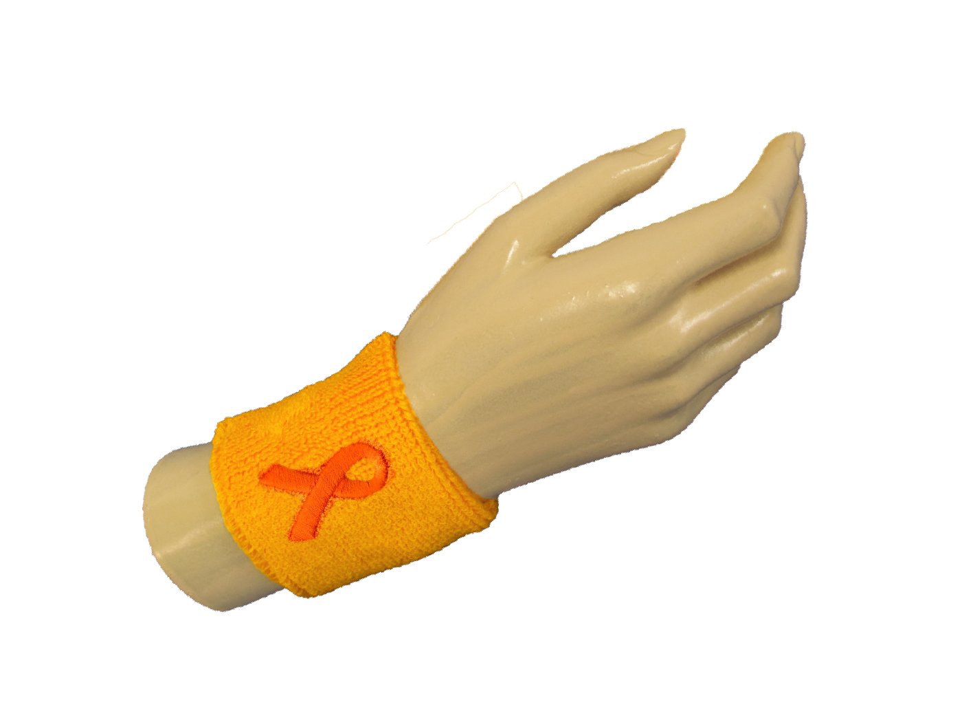 Couver Golden Yellow Sweat Wristband with Ribbon for Support Childhood Cancer Awareness - 1 Pair