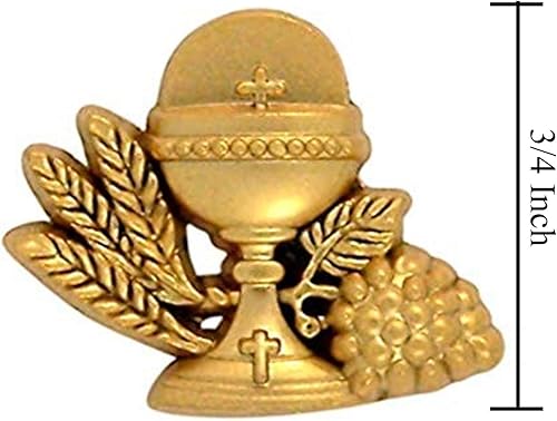 Miniatura 4 de Needzo Pin de solapa de primera comunión de cáliz IHS en tono dorado, 34 pulgadas, Metal