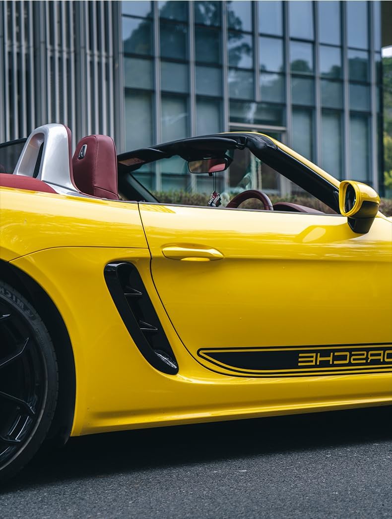 Fits for Porsche 718 Cayman Boxster Accessories 2016-2025, Fender Trim Car Side Vent Air Flower Intake Cover Decorative Sticker Exterior Accessories (Glossy Black)