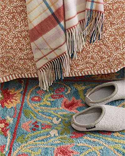 Image of Modern Floral Hand Tufted Loop Pile Carpet for Living Room & Bedroom Green & Multi Colour 10x13 Feet Carpet