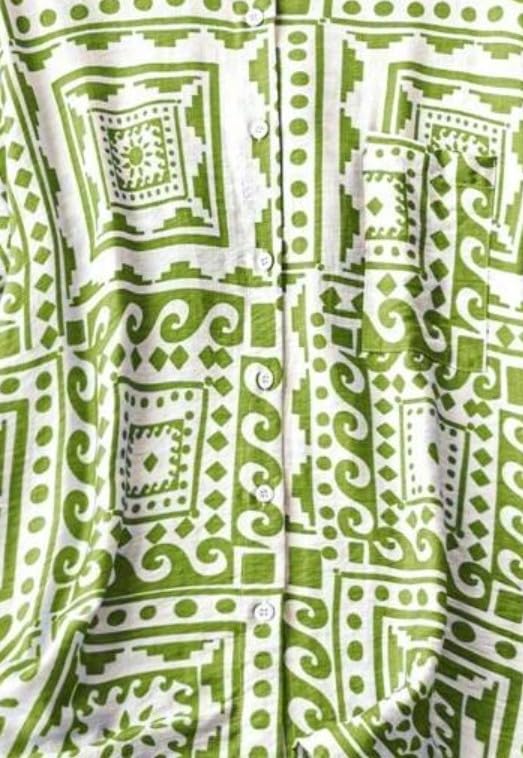 Image of Gufrina Women's Polyester Shirt with Pocket Half Raglan Sleeves Spread Collar Neck Geometric Printed Relaxed Fit and Standard Length