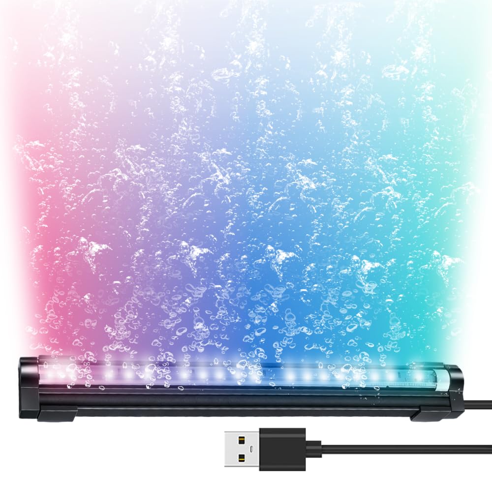 LED Aquarium Bubble Light, Submersible Bubbler Lamp for Fish Tank