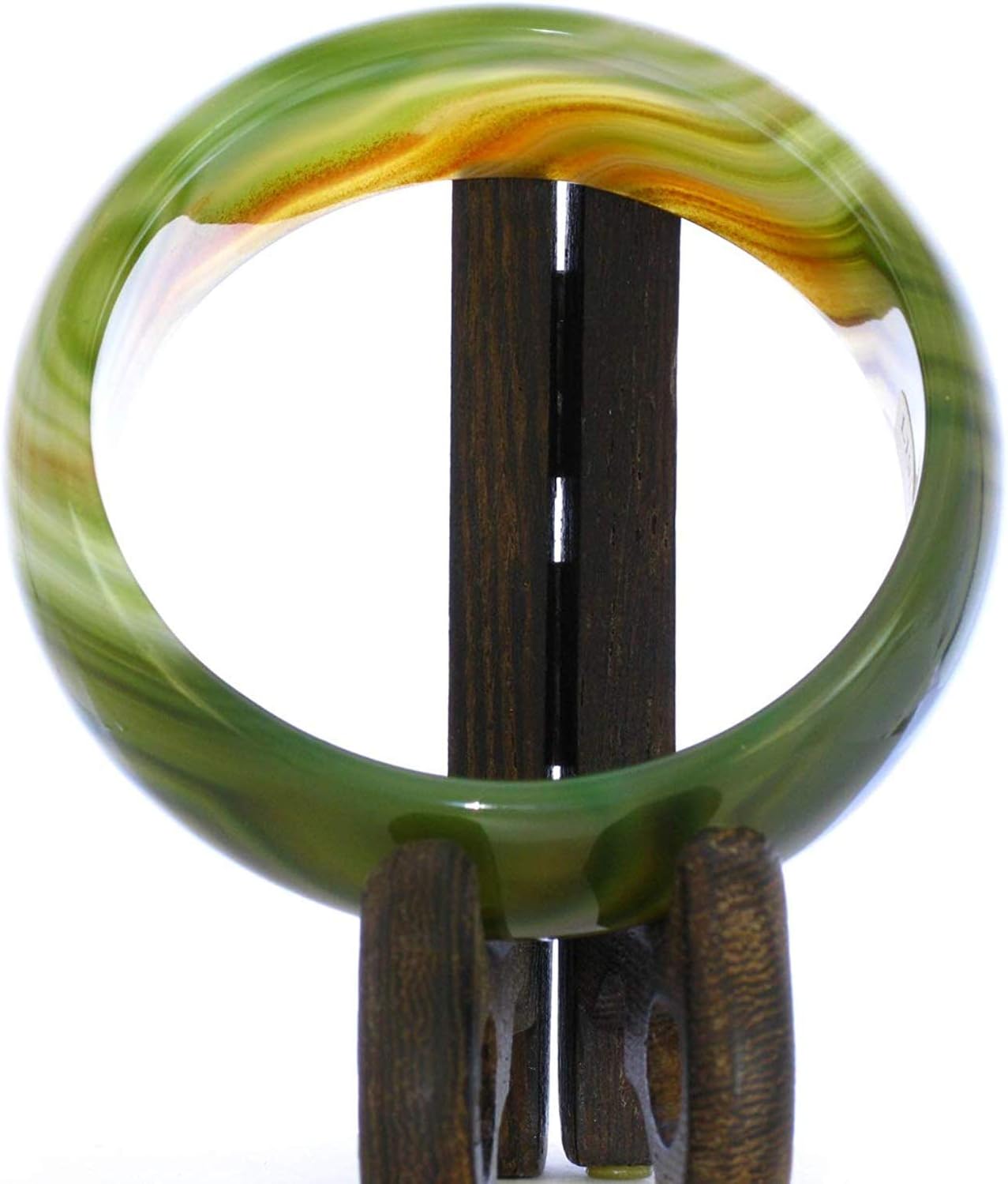 2.3" China Certified Nature Green Chalcedony Jade Women's Bangle Bracelets 6420