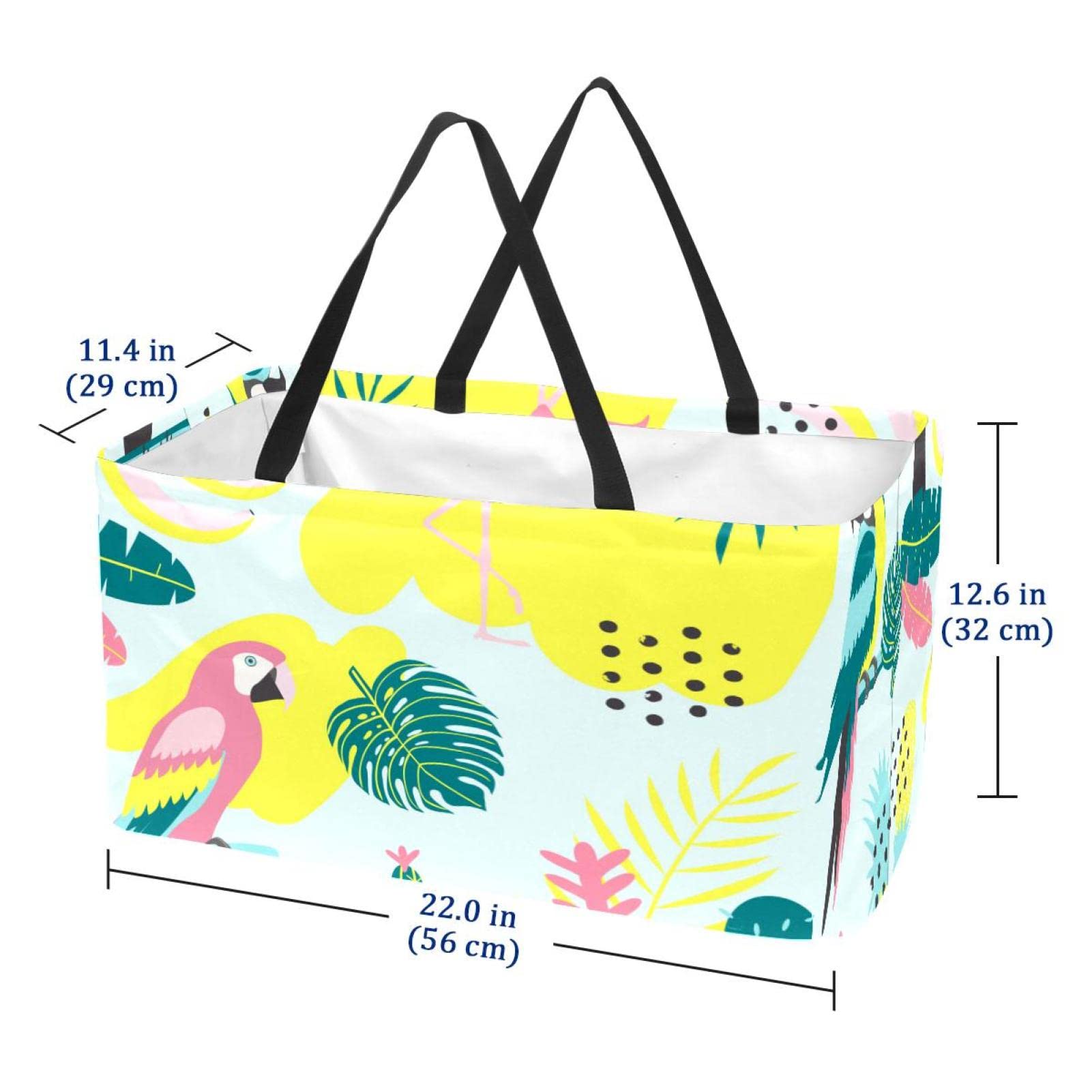 Tote Bag In Tessuto Con Fenicottero - 38x38 Cm, 340 G/m², Verde, Borsa Riutilizzabile E Lavabile - 2