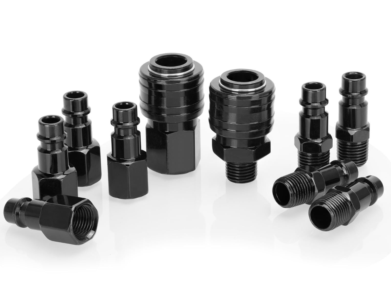 Nutmanel 10PCS Conector Rapido Aire Comprimido, 10pcs Negro Enchufes Rapidos Aire Comprimido, Acoplador de Aire 1/4" BSP Conector Compresor Aire, Conexión Rápida, para Conexión de Aire Comprimido
