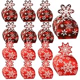 Laumoi 36 Pieces 3D Christmas Goody Gift Boxes with Bow for Holiday Xmas Goodie Paper Boxes, School Classroom Party Favor Supplies, Candy Treat Cardboard Cookie Boxes (Plaid)