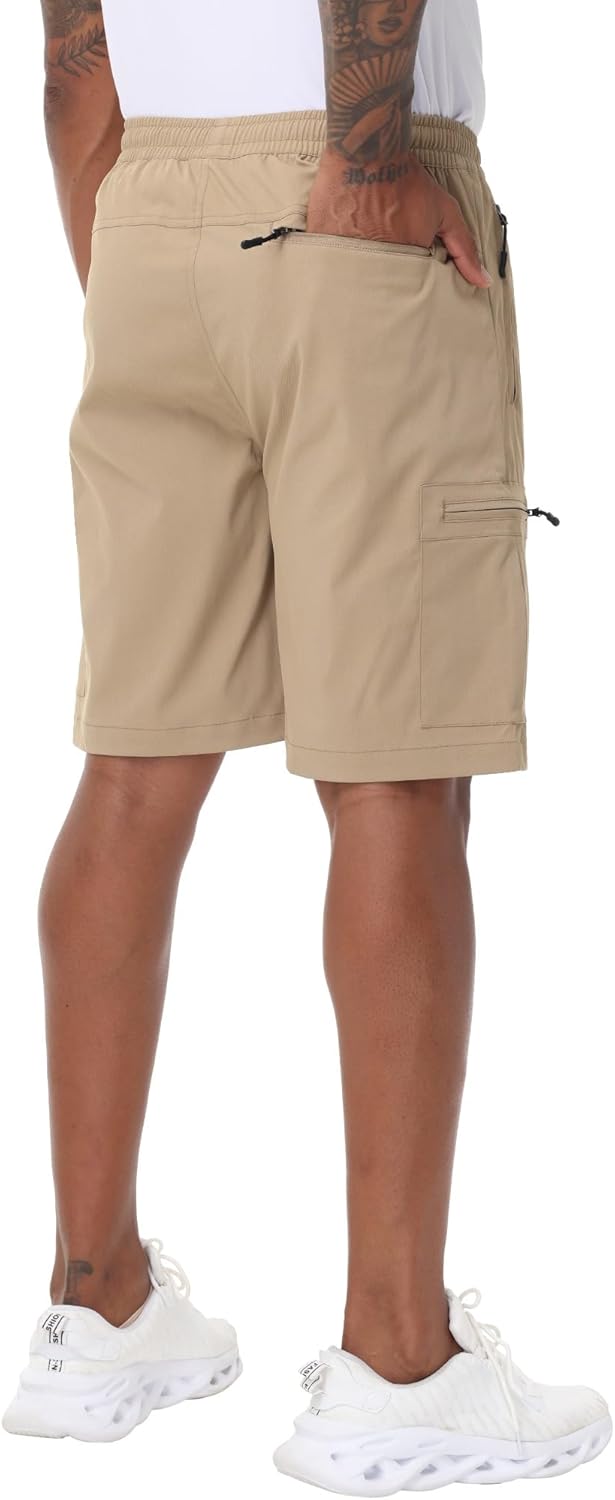 Satankud Men's Cargo Hiking Shorts 9" Lightweight Golf Shorts for Casual Work Travel Outdoor 5 Zipper Pockets - Image 3