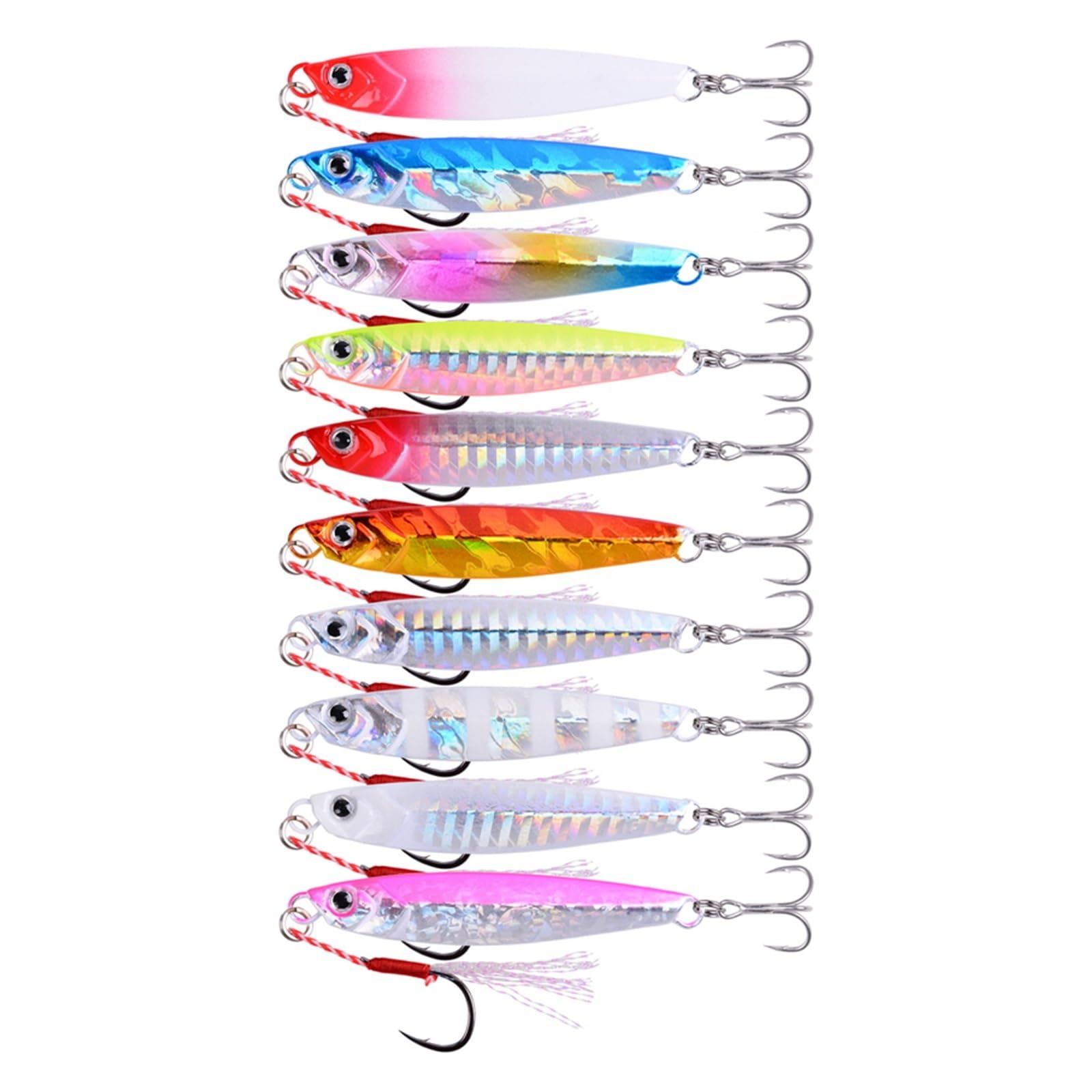 XILILHC 10 Stück Metall-Jigs, Angelköder, Gewichte 7–40 G, Trolling-Harter Köder, Bass-Angelgerät, Forelle, Jigging, Meeresköder, Jigs, Salzwasser-Köder