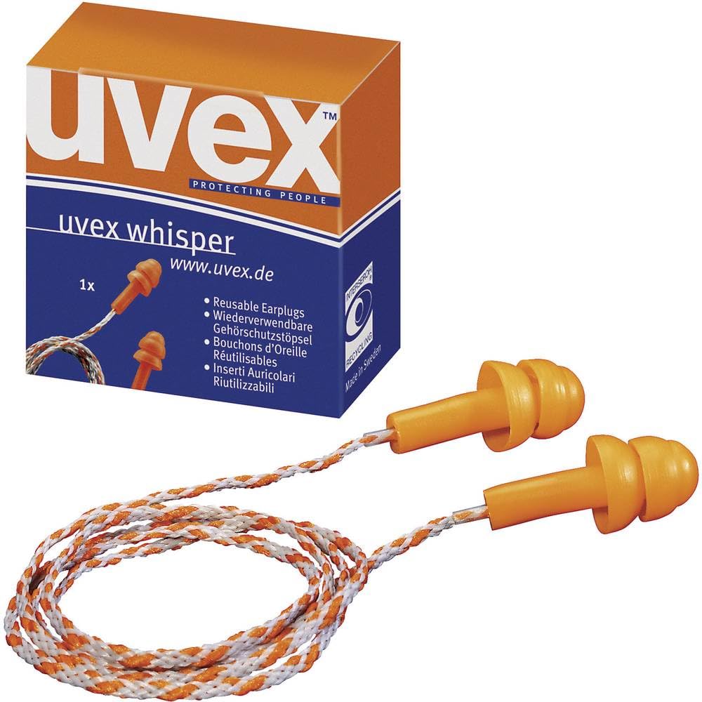 Uvex Zatyczki do uszu 23 dB wielokrotnego użytku Whisper 2111201 50 par, pomarańczowe