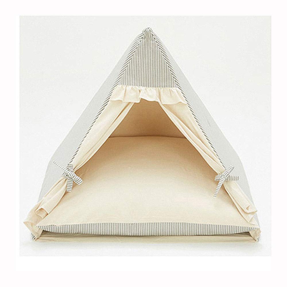 Tente tipi pour lapin et chiot beige, couchage hygiénique lavable 65cm