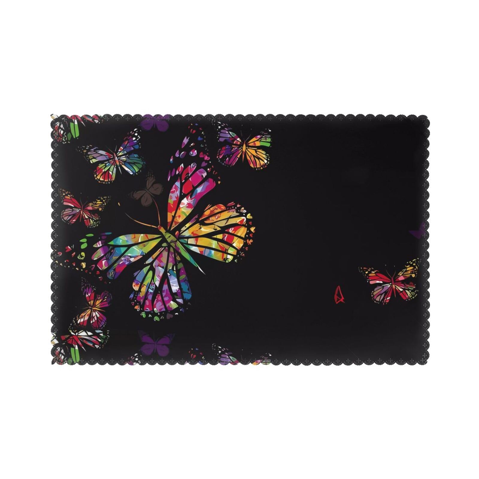 WHJSHOP Pretty butterfly Prints Placemats Set of 6 12x18in - Heat Resistant Table Layers for Homes, Hotels & Stylish Dining