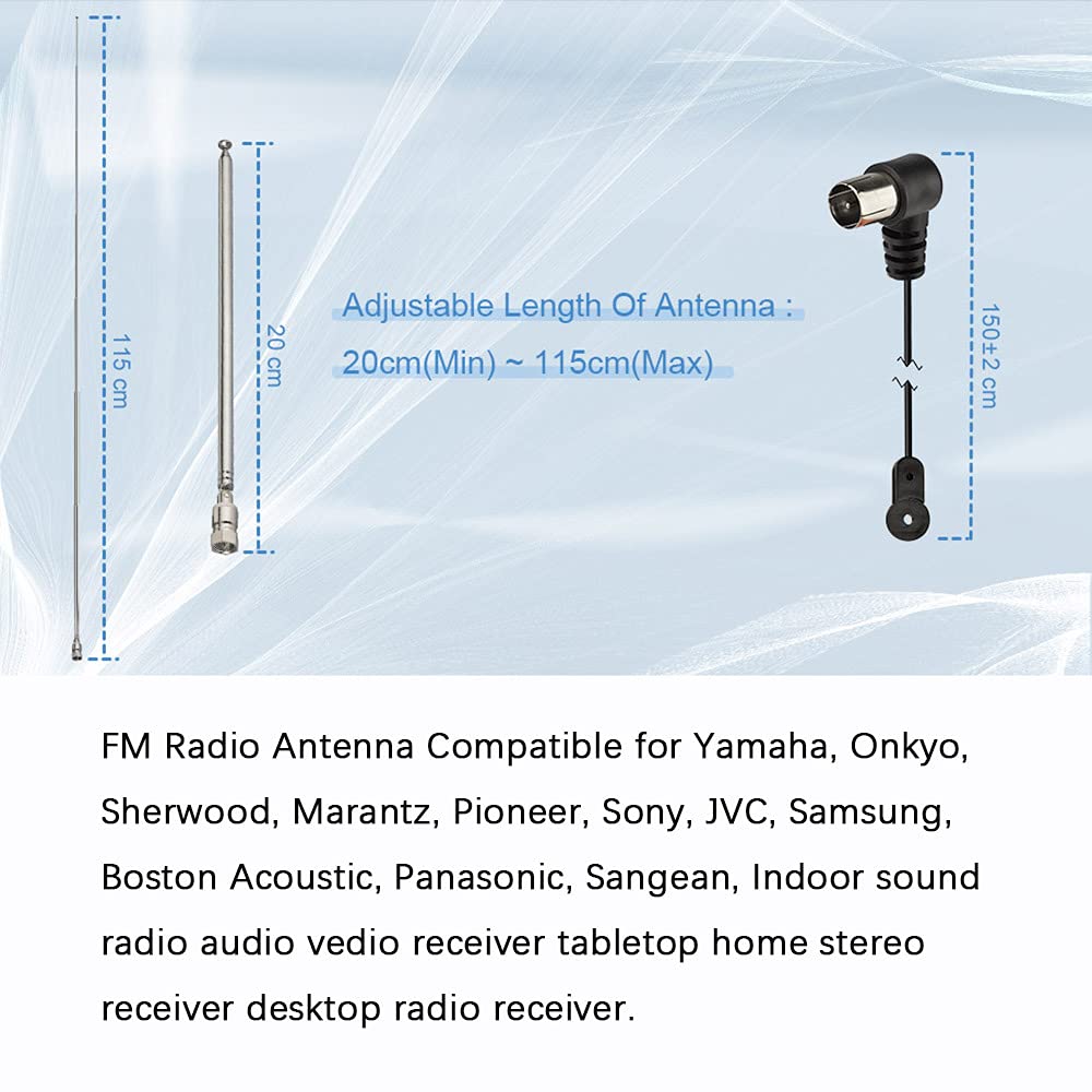 Antenne FM/DAB/TV Télescopique - Connecteur F Mâle - 75 Ohms