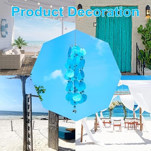 Kanpura HW2225500 Capiz Shell Wind Chime,Shell Wind Chimes Blue thumb #5