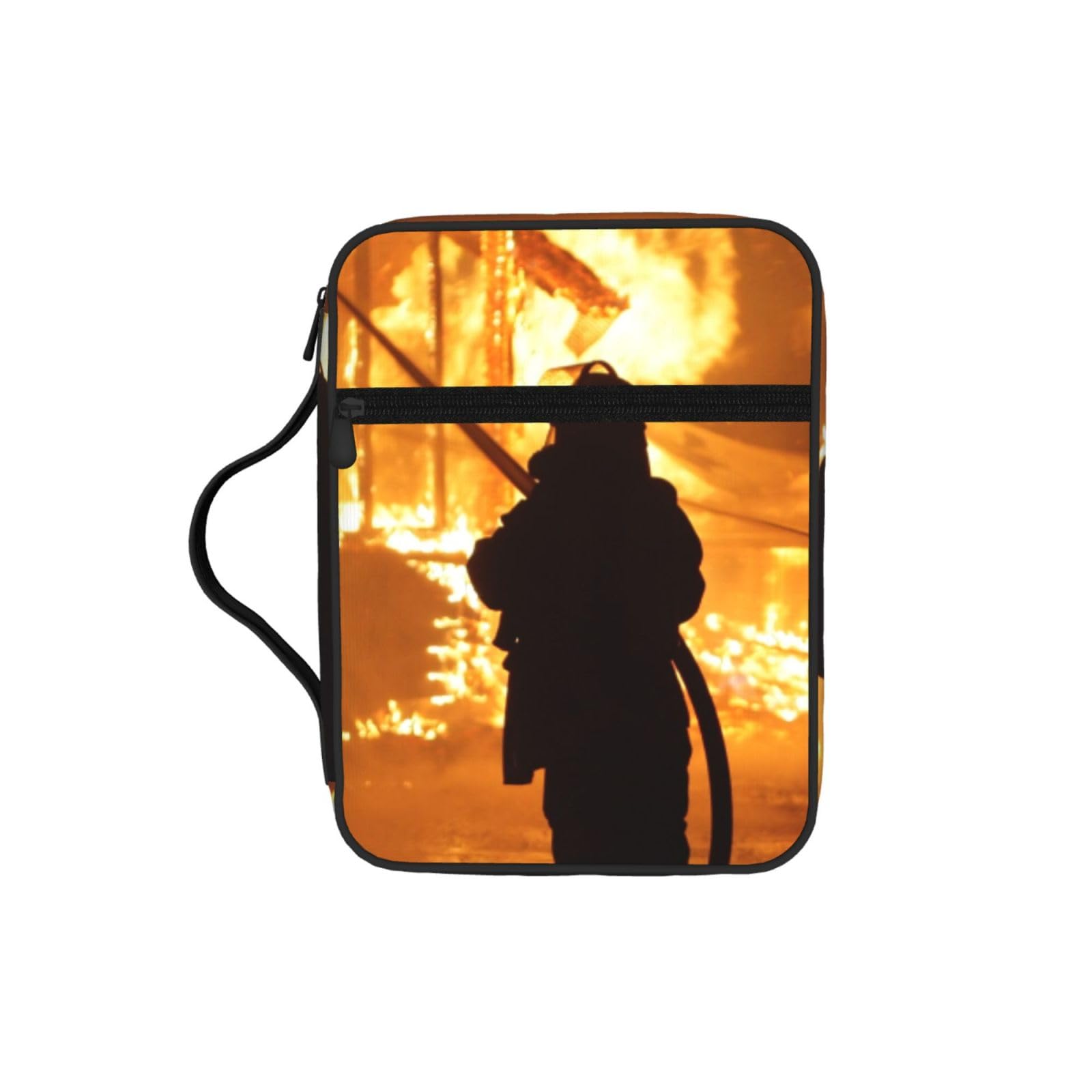 Firefighter Fireman Flame Bible Cover Case Waterproof Bible Bag With Handle Organizer Storage Book Cover For Bible Study