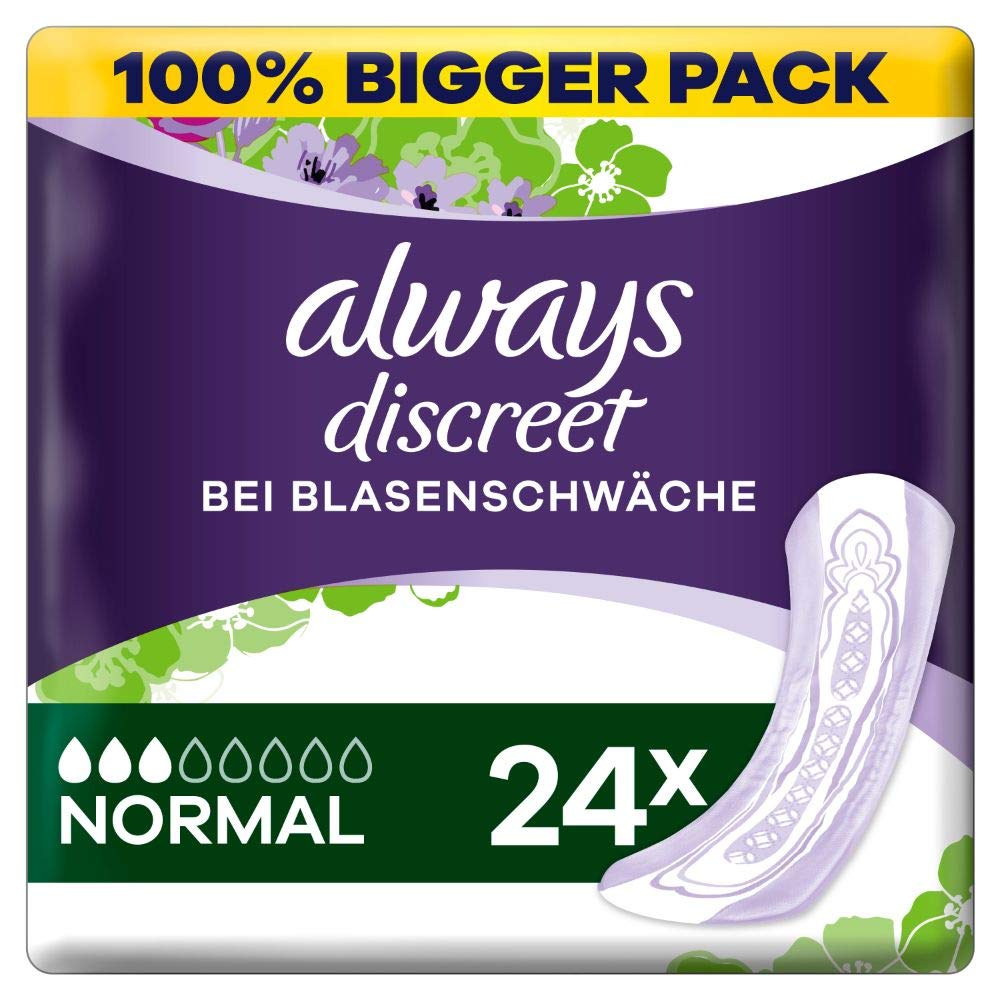 Always Discreet Incontinence Pads Normal 24 for Sensitive Bladder Locks Away Odours and Wetness in Seconds Prevent Leaks