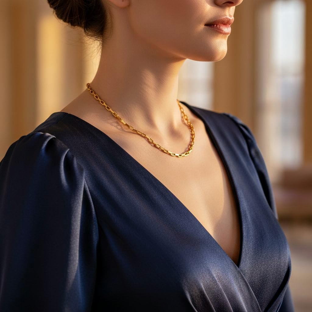 LIFETIME JEWELRY Paperclip Chain Necklace for Men and Women 24k Real Gold Plated Necklace