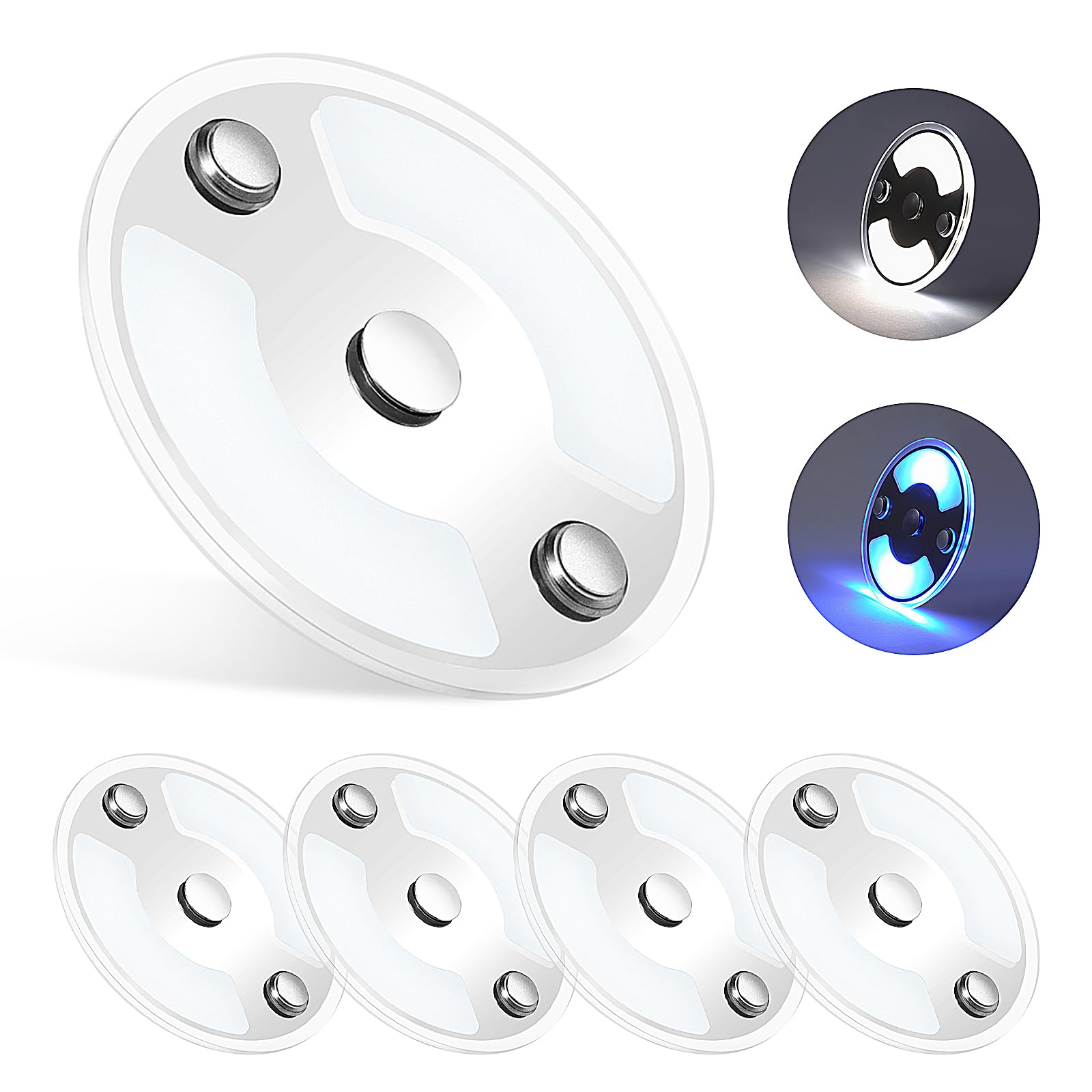 4 x 12V LED Deckenleuchte Wohnmobil Flach Dimmbar Panel Rund Leuchte 75mm 235LM mit Touch Schalter Aufbauleuchte, für Camper Boot Wohnwagen Yacht Auto, Zwei Farbe(5000K/Blau)