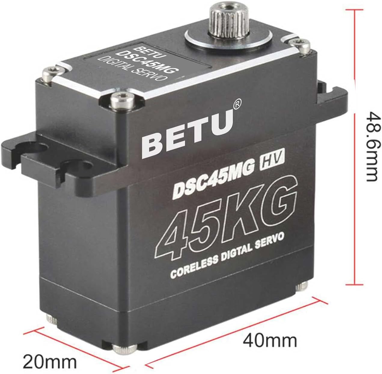 80% оƒƒ Dіѕсоunt BETU 45Kg Coreless Servo Motor HV 8.4V, High Torque RC Digital Servo，Full Waterproof Servo, Stainless Steel Gear Servo with 25T Servo Horn（180°）