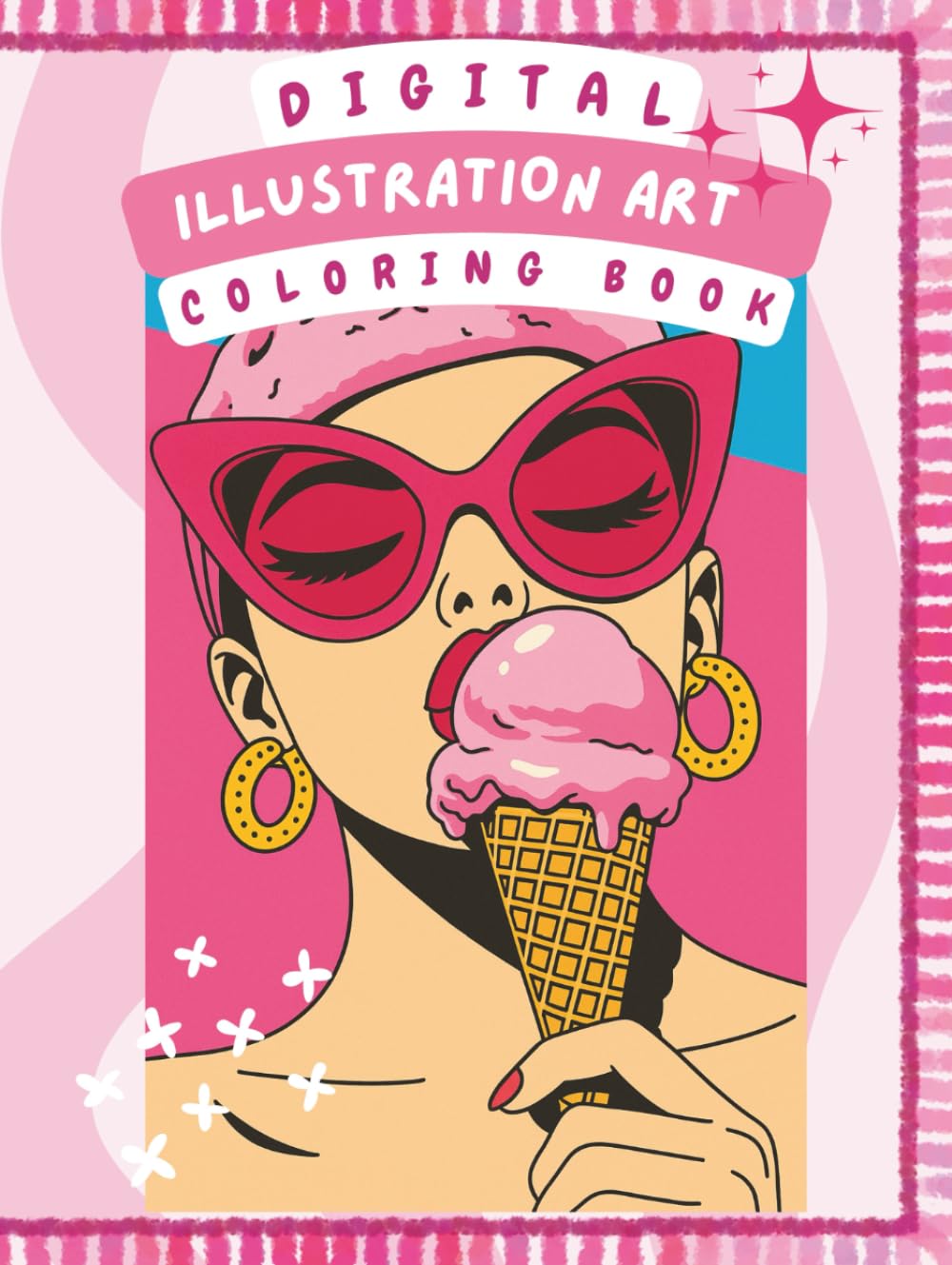 digital illustration art coloring book: with Aesthetic Pinterest-Inspired Illustration Pages & Simple Line Art to Color