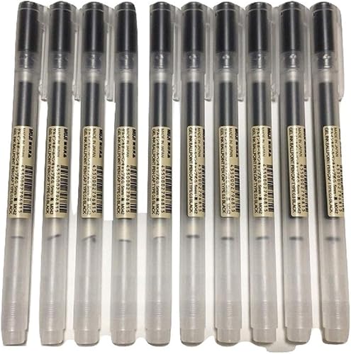 MUJI Bolígrafo de tinta de gel de 0.020 in, color negro, 10 unidades