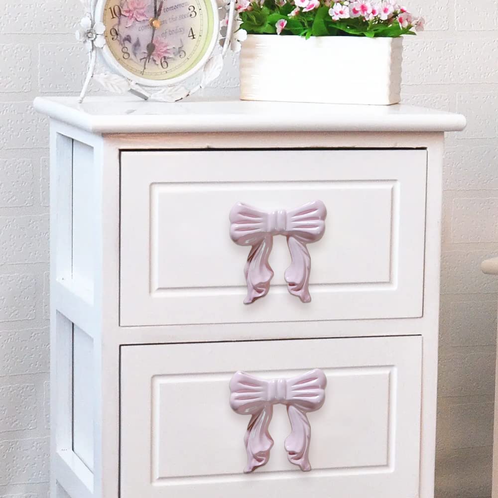 pink bow dresser knobs MorningRo Pink Bow Drawer Knobs Matel Bow Knobs for Dresser Coquette Room  Decor Vintage Dresser Handles Cabinet Drawer Pulls for Home Bedroom Kitchen Hardware  Cupboard(8 Pcs,Pink,Classic Style)