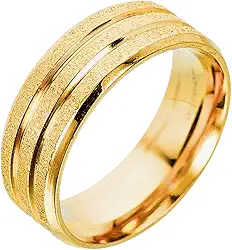 Aliança de Casamento Banhada a Ouro 18k Noivado Premium 7mm Jateadas Extra Luxo Original