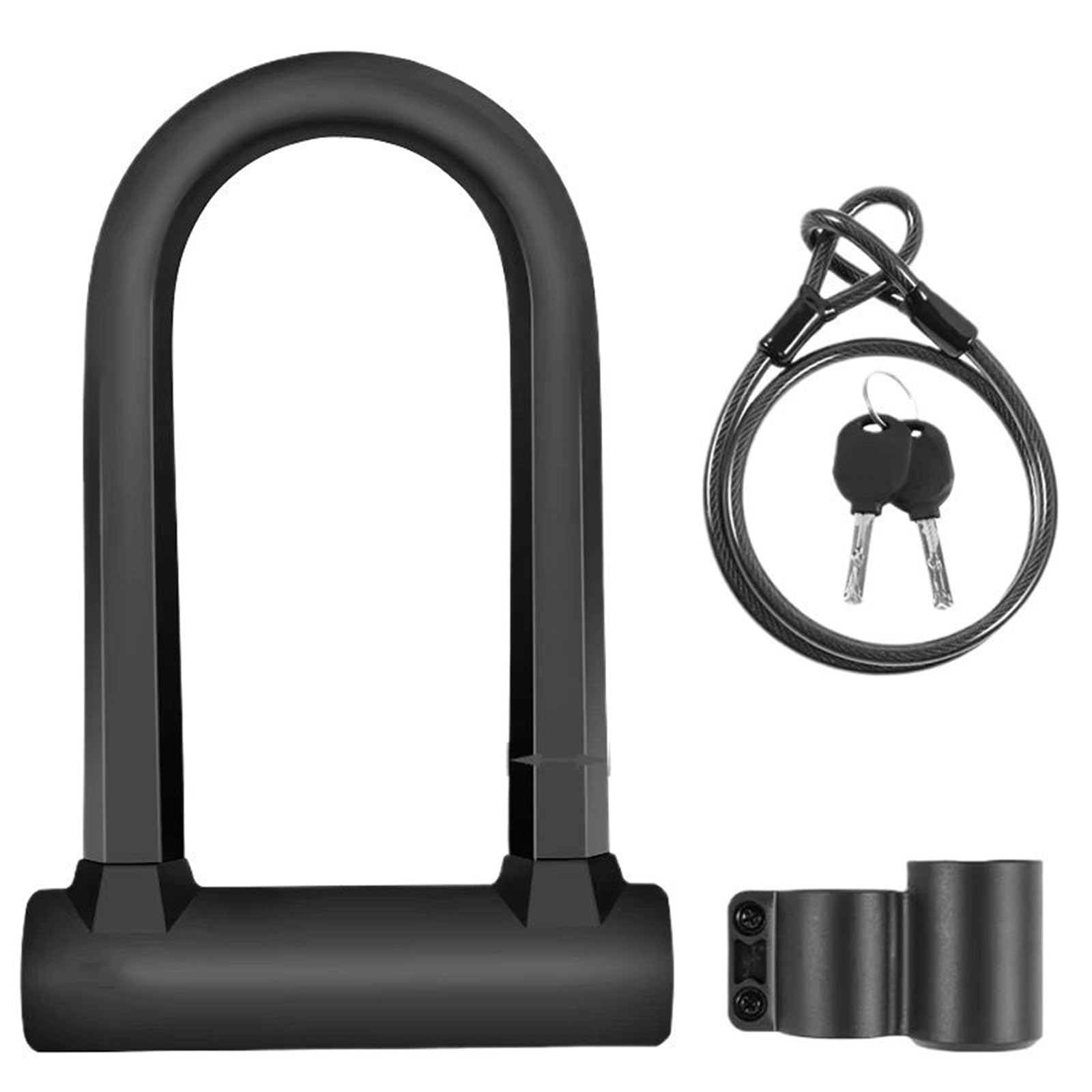 Motorcycle Handlebar Lock Alloy Steel U Lock Portable MTB Road Motorcycle Strength Anti-Theft Safety Padlock Motorbike Lock Security(059 with Cable Set)