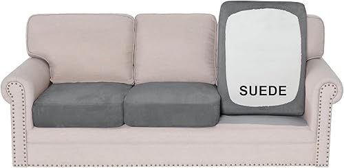 Miniatura 8 de H.VERSAILTEX Fundas de cojín individuales elásticas para sofá, fundas de cojín de gamuza suave, funda lavable para sofá modular (funda de sofá de 3