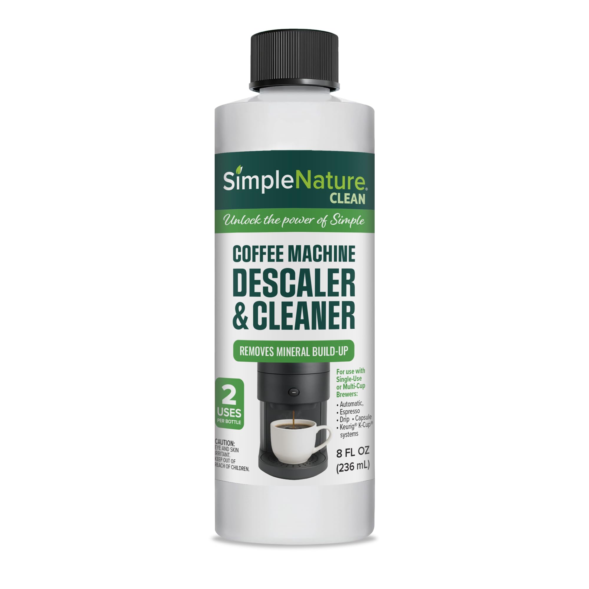 SimpleNature Coffee Descaler, 8 fl oz Compatible with Keurig,Nespresso,Breville,Delonghi, Jura, Ninja - Espresso Coffee Maker Cleaner,Coffee Pot Cleaning Limescale Remover